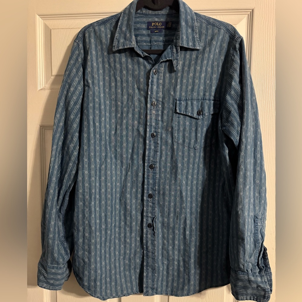 Polo Ralph Lauren indigo patterned work shirt